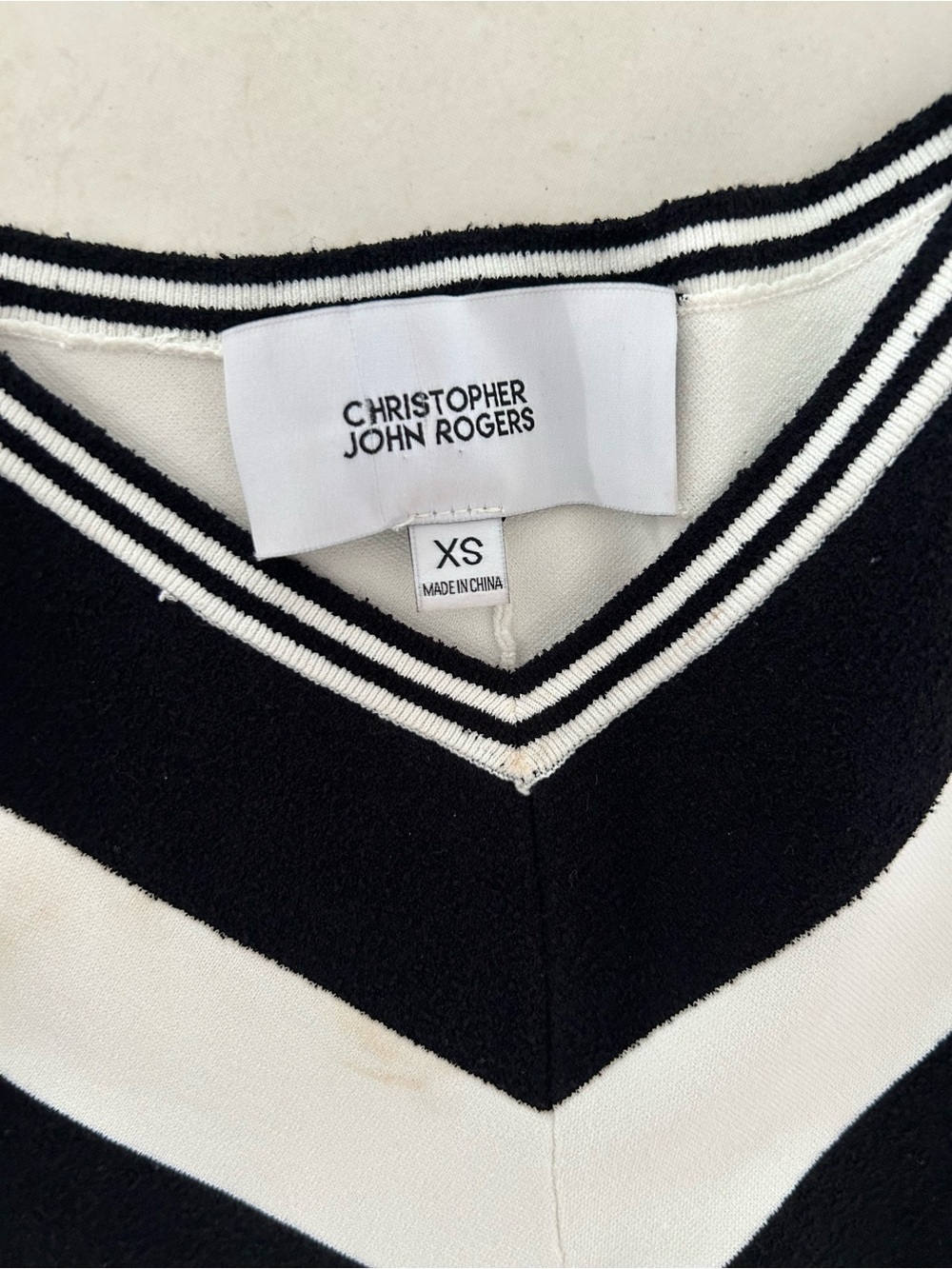 Christopher John Rogers Black and White Chevron Maxi Dress with Rainbow - Picture 2 of 7